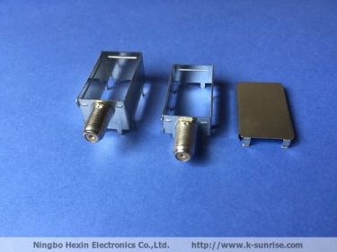 F conn with shielding for set top box