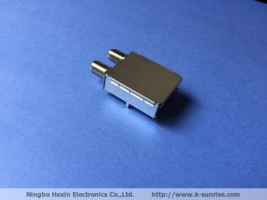 Metal shield box with RF connector for PCB mount