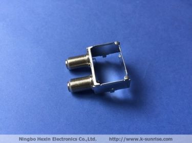 F connector with shield for pcb mount